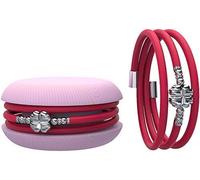 Macaron TOOLATE Bracciale Charm Macaron Donna in Caucciù con Simbolo, Charm Cuore Stella Quadrifoglio, Confezione Pasticcino - Made in Italy