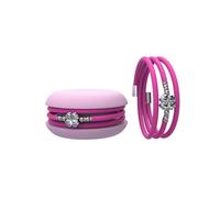 Macaron TOOLATE Bracciale Charm Macaron Donna in Caucciù con Simbolo, Charm Cuore Stella Quadrifoglio, Confezione Pasticcino - Made in Italy