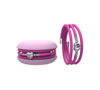 Macaron TOOLATE Bracciale Charm Macaron Donna in Caucciù con Simbolo, Charm Cuore Stella Quadrifoglio, Confezione Pasticcino - Made in Italy