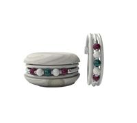 Too Late Macaron Bracciale Donna, Bracciale Charm Macaron in Caucciù con Perle Colorate e Strass, Made in Italy