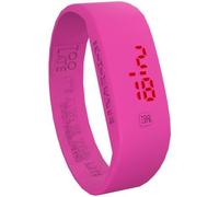 Too Late LED ORIGINAL Orologio Digitale Unisex Quadrante Led, Accensione Touch, Cinturino in Silicone Ultra Leggero, Vasetto Confezione Regalo, Funzione Data e Ora (M, Rosa Fluo)