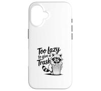 Too Lazy to Give a Trash Funny Panda Raccoon Meme Custodia per iPhone 16