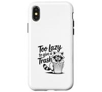 Too Lazy to Give a Trash Funny Panda Raccoon Meme Custodia per iPhone X/XS