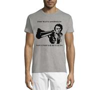 Too Many Assholes Not Enough Bullets T-shirt girocollo da uomo in cotone grigia, grigio, 4XL