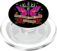 Too Queer For Your Comfort Arcobaleno Farfalla Tattoo Art LGBT PopSockets PopGrip per MagSafe