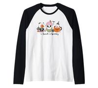 Too Sweet To Be Spooky Ghost Cupcake Zucca Halloween Candy Maglia con Maniche Raglan