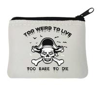 Too Weird to Live Too Rare to Die Pirate Skull Graphic Neoprene portamonete 10 x 11 cm bianco