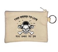 Too Weird to Live Too Rare to Die Pirate Skull Graphic Portachiavi Portamonete Beige