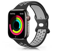 TOOB Cinturino per Apple Watch 45mm 44mm 42mm 41mm 40mm 38mm 49mm, Cinturino in Silicone Morbido e Traspirante per iWatch/Apple Watch Series 9 8 7 6 5 4 3 2 1 SE Ultra (42/44/45/49mm, Nero/grigio)