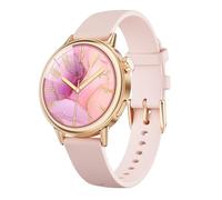 TOOBUR Montre Connectée Femme Petit Poignet, 37 mm Écran AMOLED Smartwatch Rond, Montre Connectée de Sport avec Podomètre, Smart Watch Compatible Android et iOS, Rose