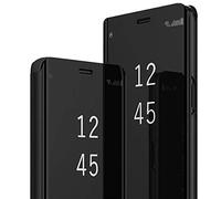 TOOBY Custodia per Samsung Galaxy S8/S8 Plus Cover Clear View Specchio Galaxy S8/S8 Plus Standing Cover Flip Case Smart Mirror Magnetic con Flip Shell Protective Cover (S8, Nero)