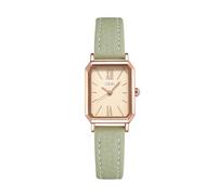 TOOCAT Orologio da polso da donna, mini, ultra sottile, elegante, semplice, quadrato, al quarzo, con cinturino in pelle, impermeabile fino a 30 m, analogico, per donne e studenti, Verde oro rosa