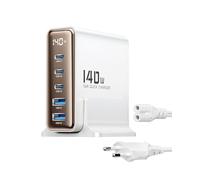 toocki Caricatore USB C, caricatore multiplo a 5 porte GaN Type C da 140W con display a LED, PD 3.0 con adattatore di alimentazione per Tipo-C e USB-A per MacBook, iPhone 16 Pro Max, iPad, Samsung