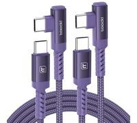 toocki Cavo USB C a USB C 90 Gradi 60W, [1 M+1 M] Cavo USB Type-C PD ricarica rapida Cavo Tipo C per iPhone 16 15 Pro max Samsung Galaxy S24 S23 S22 Note 20 iPad Pro Air mini MacBook Pixel, Viola