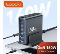 Toocki Gan 160W USB Tipo C Caricatore Porte multiple PD PPS QC4.0 Caricatore rapido da tavolo per iPhone 16 15 Samsung S23 MacBook iPad