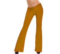 Toocool - Pantaloni Donna Campana Aderenti Zampa Elefante Elasticizzati Hot Nuovi AS-2462 [Taglia Unica,Senape]