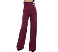 Toocool Pantaloni Donna Campana Vita Alta Zampa Elefante Elasticizzati Hot Nuovi AS-531 [S,Bordeaux]