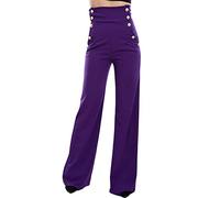 Toocool Pantaloni Donna Campana Vita Alta Zampa Elefante Elasticizzati Hot Nuovi AS-531 [XXL,Viola]