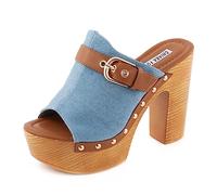 Toocool Sabot Donna Sandali Zoccoli Denim Jeans Clogs Scarpe Donna BSC-26 [36,Blu Chiaro]