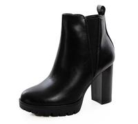 Toocool Stivaletti Donna alla Caviglia con Tacco Largo e Plateau Tronchetti Fascia Elastica Chelsea AX18686-11 [nero,36]