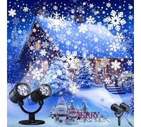 Toodour - Proiettore di luci natalizie per esterni, proiettore a fiocco di neve dinamico a doppia testa con timer, illuminazione decorativa impermeabile per le vacanze, luce di Natale per