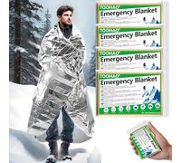 TOOHAO Coperta Termica Emergenza 4 Pezzi, 210×160cm, Coperta Isotermica Argento, Telo Termico per Escursionismo Sopravvivenza Pronto Soccorso Auto, Resistente Antistrappo