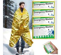 TOOHAO Coperta Termica Emergenza 4 Pezzi, 210×160cm, Coperta Isotermica Oro Argento, Telo Termico per Escursionismo Sopravvivenza Pronto Soccorso Auto, Resistente Antistrappo