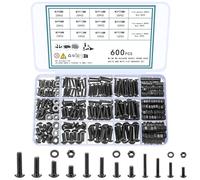 TOOINKCV 600 Pezzi Set di Viti M3 M4 M5, di Viti a Brugola e Dadi e Rondelle, Viti per Macchine, Viti a Testa Cilindrica Avvitatore a Brugola Set Assortimento kit Tonda