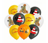 Tookala Gran Escavatore Palloncini per 4° compleanno, decorazione per feste di compleanno, 12 pezzi, giallo, nero e bianco, Happy 4th birthday, decorazione ideale per feste per bambini, ragazzi e