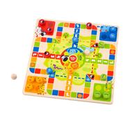 Tooky Toy 921 TY848 EA Wooden 2 in 1 Ludo/Snakes and Ladders, Multi-Coloured