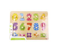 Tooky Toy 921 TY851 EA Wooden Number Puzzle 16pce (EXP), red