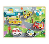 Tooky Toy puzzle a incastri montessori in legno - mezzi di trasporto (7 pezzi)