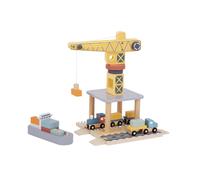 Tooky Toy Set di Gru Portuale in Legno