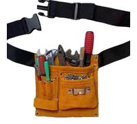 Tool Bag Belt, Multi-Pocket Pouch Organizer, regolabile in pelle artificiale Utility Belt, Sturdy Design For Gardeners, Enthusiasts, Construction Workers, Home Improvement, Brown
