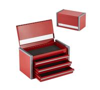 Tool Box Cassetta Attrezzi Portatile in Metallo 218 mm 3 Cassetti Rosso