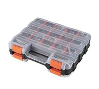 Tool Box Organizer - 34-Compartment Double-Sided Small Parts Storage Case | Removable Dividers, Portable Handle, for Screws, Nails, Bolts, Nuts & Hardware