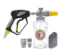 Tool Daily Lancia Schiuma con Pistola per Idropulitrice da 5000 PSI, Pistola con Connettore Rapido Girevole da 3/8'', Cannone Schiuma Regolabile, con Attacchi Rapidi M22 e da 1/4'', Capacità 1,5 Litri