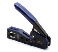 Tool for termination of pass-through RJ45 (8P8C) for CAT 5e and CAT 6 modular plugs