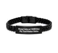 Tool Maker Humor - Regalo di laurea in pelle intrecciata, per uomini da amici, "Keep Calm Or I Will Use My Tool Maker Voice", regalo unico per creatori di utensili