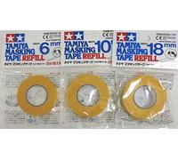Tool Parts, nastro adesivo Tamiya, 6 mm - 10 mm - 18 mm, ricariche 3 rotoli 87033-87034-87035