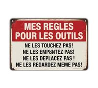 Tool Rules My Rules For Tools， Don'T Touch， Borrow， Move， Or Even Look Targa In Metallo Facile Da Installare Targa In Latta Resistente Uv Cartello In Metallo Per Negozio Giardino Club 20X30Cm