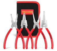 TOOLAGUE - Set di pinze per anelli da 17,8 cm, 4 pezzi, per rimuovere anelli di fissaggio dritti/piegati, con custodia