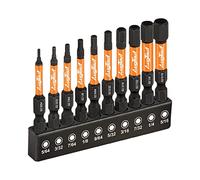 toolant Set di 10 punte esagonali in acciaio S2 con codolo esagonale da 1/4", punte lavorate CNC con magnetismo, lunghezza 6,1 cm, con scatola di immagazzinaggio