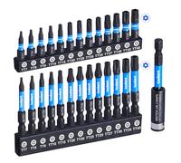 toolant Set di punte per torx, 27 pezzi (TT7-TT40), punte di sicurezza S2, punte a stella antimanomissione, punte fresate CNC, punte da 2,5 cm e 5,1 cm, supporto magnetico