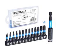 Toolant Set di punte Torx 13+1 pezzi (T7-T40), 1/4" esagonale S2 in acciaio Torx di sicurezza, a prova di manomissione, punte a stella con punte lavorate CNC, porta punte magnetiche e scatola di