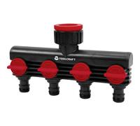 TOOLCRAFT 2302371 - Distributore a 4 vie, in plastica, 26,44 mm (3/4) AG, 33,25 mm (1) AG con valvola di regolazione