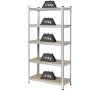 Toolcraft TO-7863108 - Scaffalatura per carichi pesanti, 175 kg (L x A x P) 900 x 1800 x 400 mm, in metallo MDF zincato galvanizzato, S