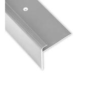 Toolerando Profilo Paragradino Angolare in Alluminio Forma a F per Scale, Montaggio con Viti, Lunghezza 134 cm, Argento