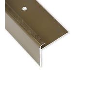 Toolerando Profilo Paragradino Angolare in Alluminio Forma a F per Scale, Montaggio con Viti, Lunghezza 100 cm, Bronzo