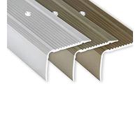 Toolerando Profilo Paragradino Angolare in Alluminio Forma a L per Scale, per Laminato e Parquet, Montaje con Viti, Lunghezza 100 cm, Argento